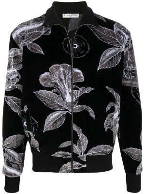 Бархатная спортивная куртка с цветочным принтом Givenchy. Цвет: черный