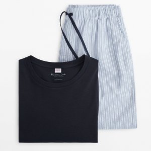 Пижама Striped Pants and Long Sleeve Top, темно-синий/синий Massimo Dutti