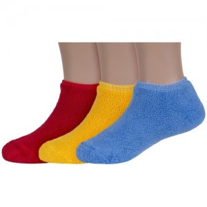 Комплект из 3 пар детских махровых носков микс 7, размер 12-14 ХОХ. Цвет: мультиколор