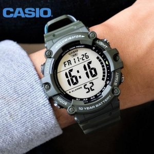 Военные часы G-Shock, аккумулятор на 10 лет, 5 будильников, водонепроницаемые электронные наручные + оригинальный чехол, инструкция корейском языке, цвет хаки Casio