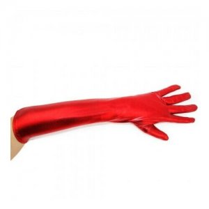 Перчатки карнавальные, дамские (длинные), красный металлик СмеХторг. Цвет: красный