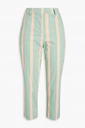 Укороченные узкие брюки из смесового хлопка в полоску , мятный Stella Jean