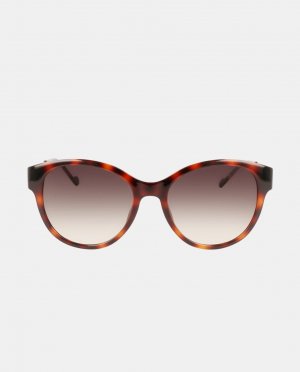 Круглые женские солнцезащитные очки гавана с металлическими дужками Liu Jo, коричневый JO