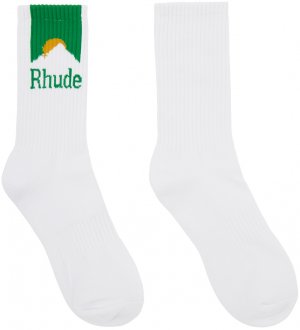Белые носки с лунным светом , цвет White/Green/Yellow Rhude