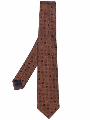 Шелковый галстук с вышивкой Tagliatore. Цвет: коричневый