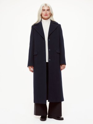 Длинное пальто из смесовой шерсти Petite Amalia , темно-синий Whistles