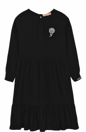 Платье с брошью No. 21. Цвет: черный