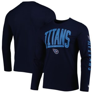 Мужская темно-синяя футболка New Era Tennessee Titans с длинным рукавом для домашнего стадиона