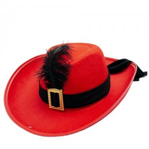 Красная мушкетерская шляпа (12252), ⌀ 61 см. Fiestas Guirca