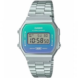 Наручные часы CASIO A168WERB-2A, серебряный, бирюзовый. Цвет: голубой/серебристый/бирюзовый