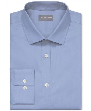 Мужская эластичная классическая рубашка приталенной длины без морщин для страйкбола , цвет Blue Michael Kors