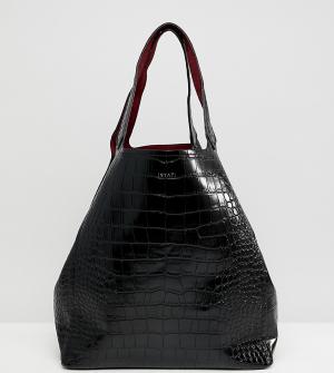 Большая сумка-тоут с эффектом крокодиловой кожи a Inyati. Цвет: черный