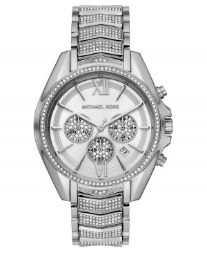 Женские часы с хронографом Whitney из нержавеющей стали браслетом паве, 45 мм , серебро Michael Kors