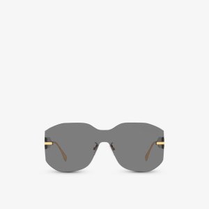 FN000635 FE40067U солнцезащитные очки в металлической прямоугольной оправе с затемненными линзами , желтый Fendi