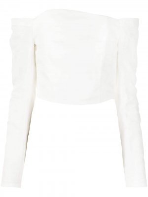 Блузка с открытыми плечами LIYA. Цвет: белый