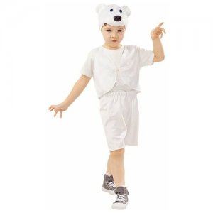 Карнавальный костюм Медведь белый Пуговка рост 128 Умка. Цвет: белый