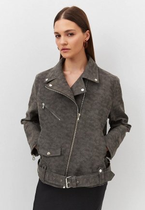 Куртка кожаная 4forms. Цвет: серый
