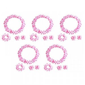 Гавайский набор, цвет розовый, 4 предмета: ожерелье лея, венок, 2 браслета (5 наборов в комплекте) Happy Pirate. Цвет: розовый