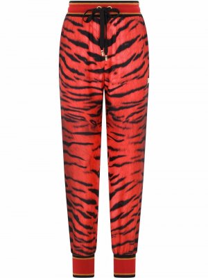 Zebra-print silk trousers Dolce & Gabbana. Цвет: красный