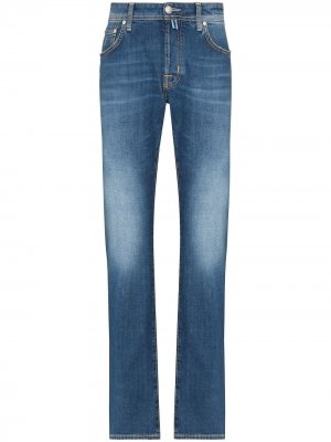 Прямые джинсы с эффектом потертости Jacob Cohen. Цвет: синий