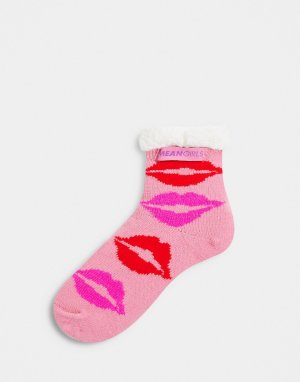 Слиперы-носки с принтом поцелуев Mean Girls-Розовый цвет Boardmans