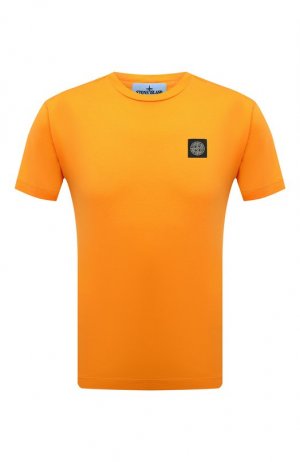 Хлопковая футболка Stone Island. Цвет: оранжевый