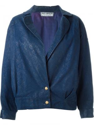 Кожаная куртка Guy Laroche Vintage. Цвет: синий