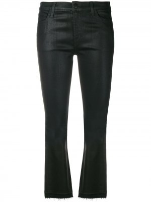 Укороченные брюки с вощеным покрытием J Brand. Цвет: черный