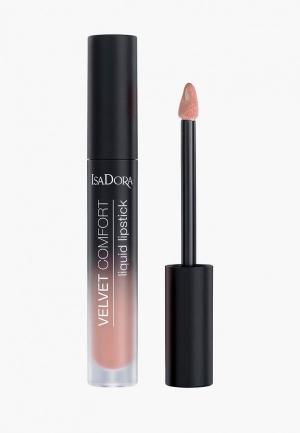 Помада Isadora матовая, Velvet Comfort Liquid Lipstick, 50, 4 мл. Цвет: бежевый