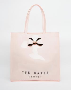 Большая однотонная сумка с бантом Ted Baker. Цвет: розовый