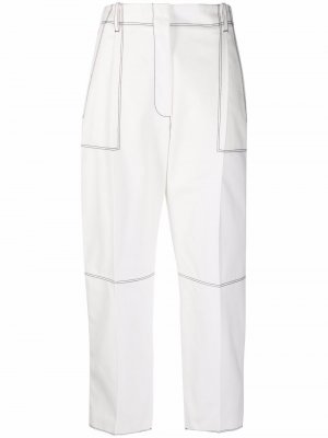 Укороченные брюки с контрастной строчкой Alexander McQueen. Цвет: белый