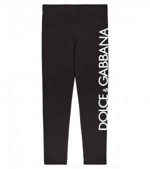 Леггинсы из смесового хлопкового джерси с логотипом , черный Dolce&Gabbana