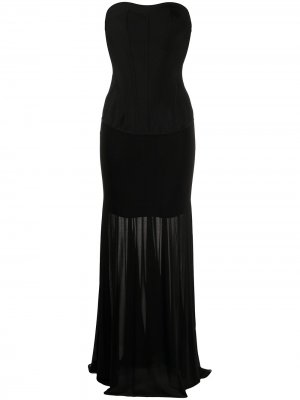 Вечернее платье со вставкой-корсетом Herve L. Leroux. Цвет: черный