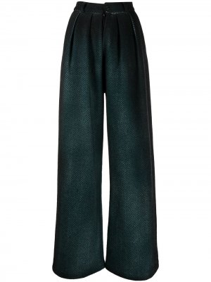 Широкие брюки с узором в елочку Avant Toi. Цвет: зеленый