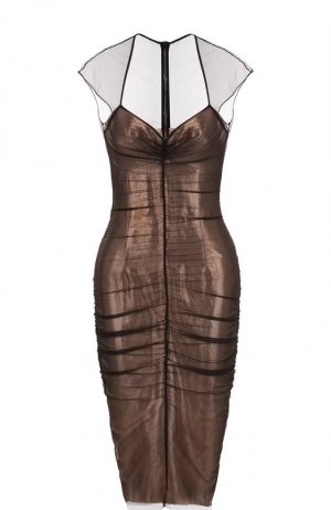 Приталенное платье-миди с драпировкой Tom Ford. Цвет: коричневый