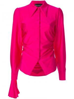Присборенная рубашка с большими манжетами Erika Cavallini. Цвет: розовый и фиолетовый