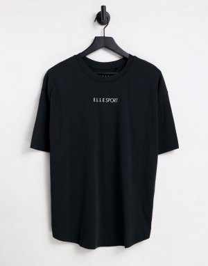 Черная футболка бойфренда с логотипом -Черный цвет Elle Sport