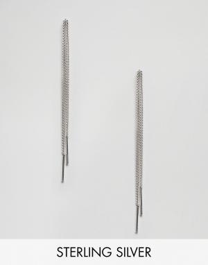 Серебряные серьги с длинными цепочками Fashionology. Цвет: серебряный