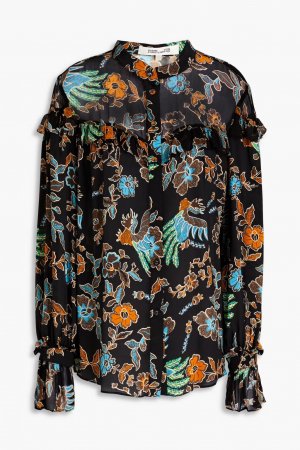 Блузка из крепдешина Tammana с цветочным принтом Diane Von Furstenberg, черный Furstenberg