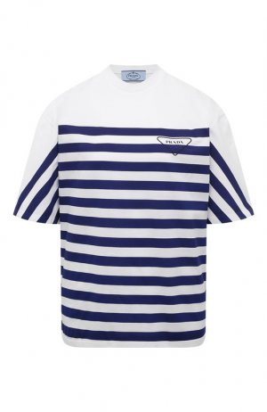 Хлопковая футболка Prada. Цвет: синий