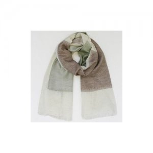 Шаль, платок, палантин хлопковый, 70*180 см, 1 шт. Gerasim shop. Цвет: коричневый/зеленый/белый