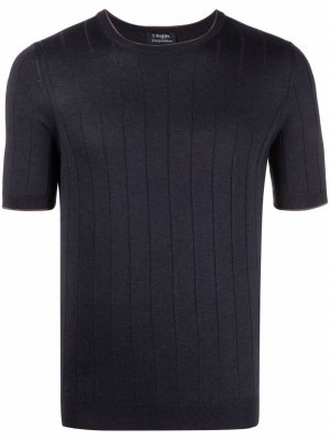 Ribbed-knit silk T-Shirt Barba. Цвет: синий