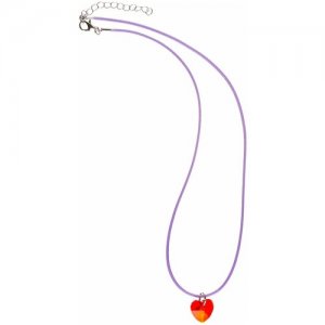 Подвеска кулон Красное стеклянное сердце на сиреневом шнуре 45 см DARIFLY. Цвет: фиолетовый/красный