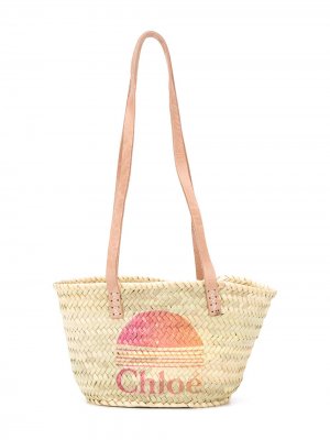 Пляжная сумка с логотипом Chloé Kids. Цвет: нейтральные цвета