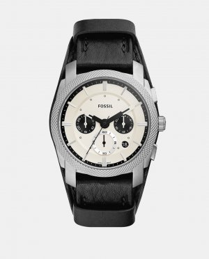 Machine FS5921Экологичные мужские часы из черной кожи , черный Fossil