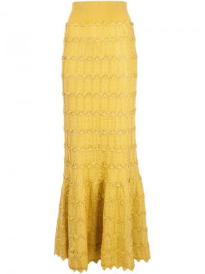 Длинная юбка с воланом Pepa Pombo. Цвет: жёлтый и оранжевый