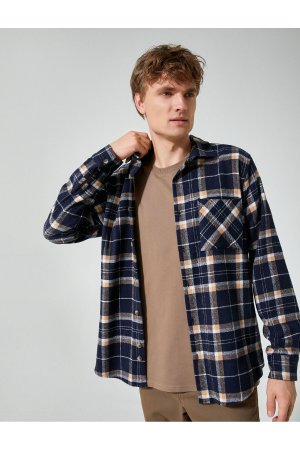 Рубашка Lumberjack с аппликацией и карманами Классический воротник длинными рукавами , темно-синий Koton