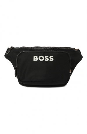 Текстильная поясная сумка BOSS. Цвет: чёрный