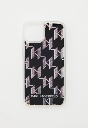 Чехол для iPhone Karl Lagerfeld 14 с жидкими блестками. Цвет: черный