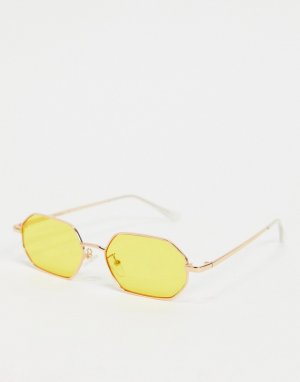 Желтые солнцезащитные очки в шестиугольной оправе стиле унисекс -Желтый Jeepers Peepers